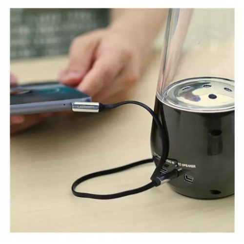 Аудіокабель UGREEN AV119 3.5mm Male to 3.5mm Male Straight to angle flat Cable 2m (Black)(UGR-10599)