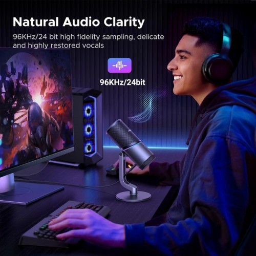 Мікрофон настільний UGREEN CM769 Desktop RGB 24-bit 96kHz ANS (USB-A) Вark Пray