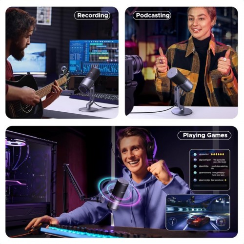 Мікрофон настільний UGREEN CM769 Desktop RGB 24-bit 96kHz ANS (USB-A) Вark Пray