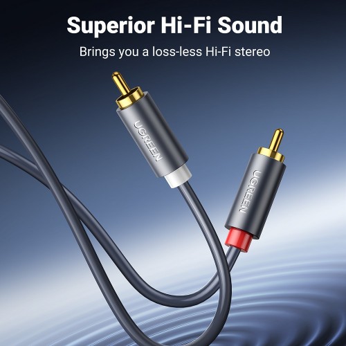 Аудіокабель UGREEN AV104, 2RCA Male to 2RCA Male, ABS, 5m Black