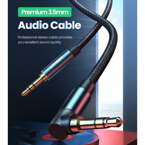 Аудиокабель UGREEN AV112, 3,5 мм штекер – 3,5 мм штекер, нейлоновая оплётка, 2 м, синий