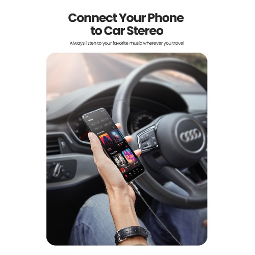 Аудиокабель UGREEN AV112, 3,5 мм штекер – 3,5 мм штекер, нейлоновая оплётка, 2 м, синий