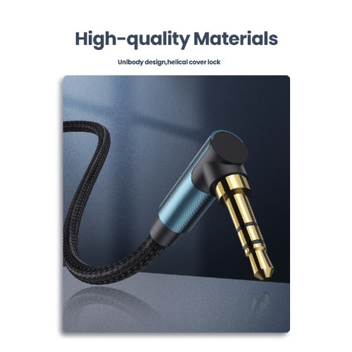 Аудиокабель UGREEN AV112, 3,5 мм штекер – 3,5 мм штекер, нейлоновая оплётка, 2 м, синий