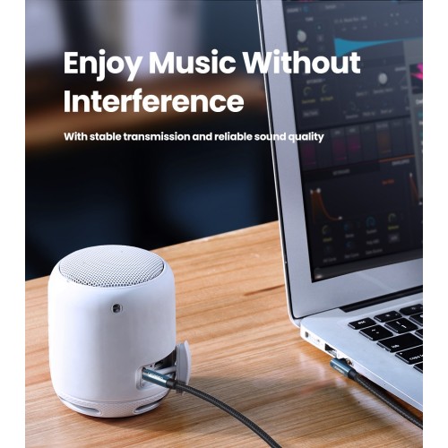 Аудиокабель UGREEN AV112, 3,5 мм штекер – 3,5 мм штекер, нейлоновая оплётка, 2 м, синий