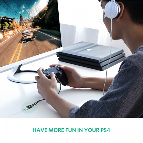 Аудіокабель UGREEN AV141 3.5mm male to 2 3.5mm female, 0,2m Black