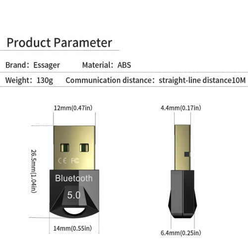 Bluetooth-адаптер ESSAGER Mini BT5.0 адаптер, чёрный