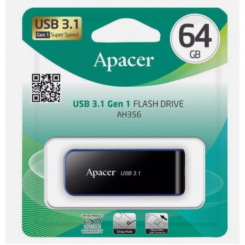 Флеш-накопичувач Apacer USB 3.2 Gen 1 AH356 64GB Black