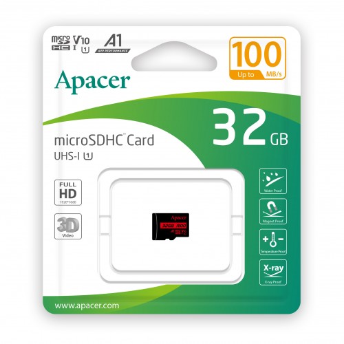 Карта пам'яті microSDHC (UHS-1) Apacer 32Gb class 10 V10 A1 R100MB/s
