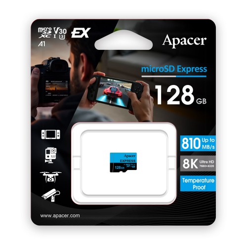 Карта пам'яті microSDXC (UHS-1 U3) Apacer Express 128Gb class 10 V30 A1 Read/Write:810/700 MB/sec (Compatible with Nintendo Switch 2)