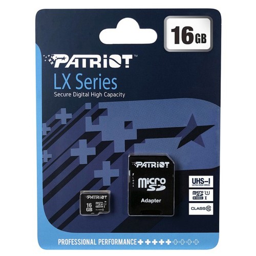 Карта пам'яті microSDHC (UHS-1) Patriot LX Series 16Gb class 10 (adapter SD)