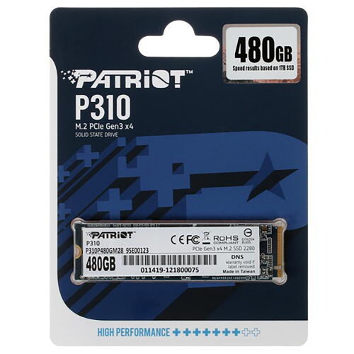 Накопичувач SSD M.2 Patriot P310 480GB NVMe 2280 PCIe 3.0x4 3D NAND TLC