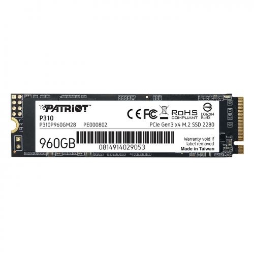 Накопичувач SSD M.2 Patriot P310 960GB NVMe 2280 PCIe 3.0x4 3D NAND TLC