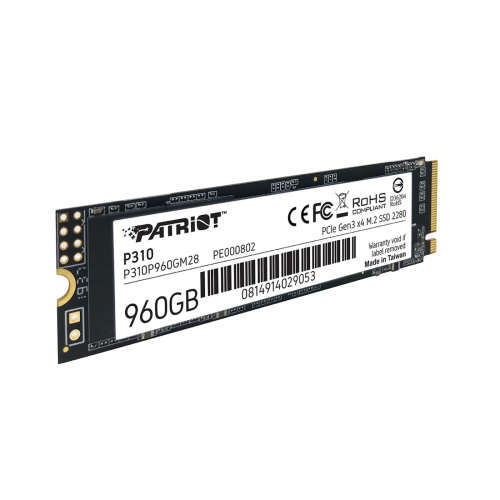 Накопичувач SSD M.2 Patriot P310 960GB NVMe 2280 PCIe 3.0x4 3D NAND TLC