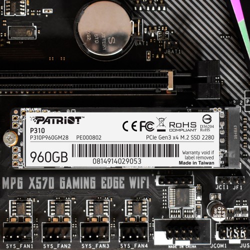 Накопичувач SSD M.2 Patriot P310 960GB NVMe 2280 PCIe 3.0x4 3D NAND TLC
