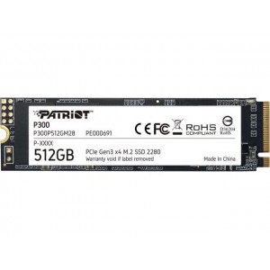 Накопичувач SSD M.2 Patriot P300 512GB NVMe 2280 PCIe 3.0x4 3D NAND TLC