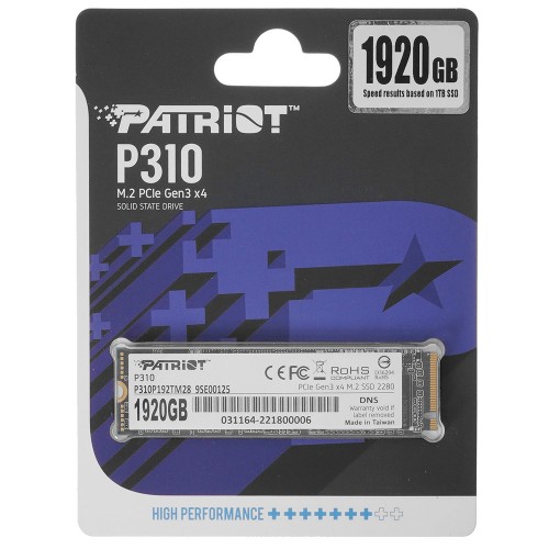 Накопичувач SSD M.2 Patriot P310 1920GB NVMe 2280 PCIe 3.0x4 3D NAND TLC