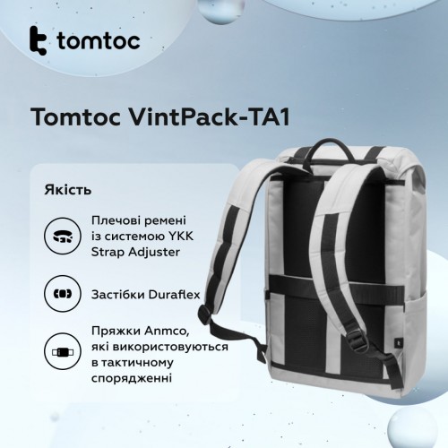 Рюкзак Tomtoc VintPack-TA1 22L Laptop Backpack Light gray 15.6 Inch/22L (TA1M1G1)