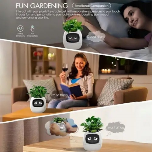 Інтерактивний розумний горщик для рослин Ivy Smart Planter Tuya AI, Pink