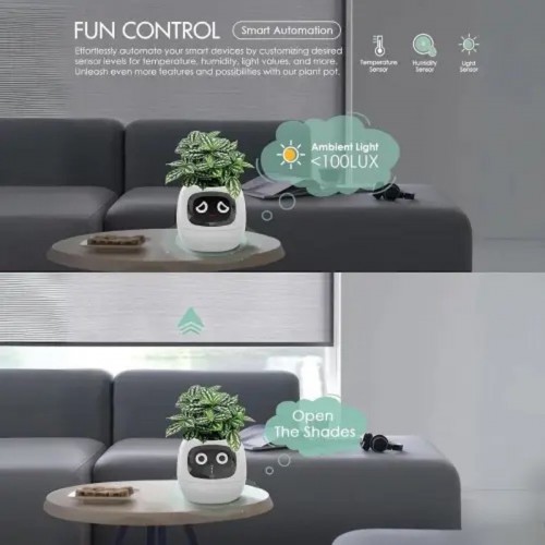 Інтерактивний розумний горщик для рослин Ivy Smart Planter Tuya AI, Pink