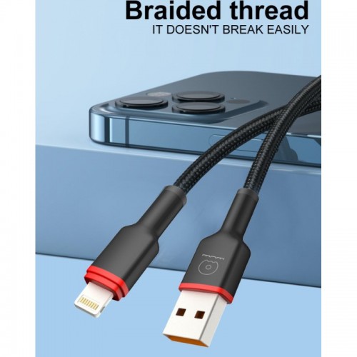 Кабель WUW-X203 USB Lightning 2,4А черный