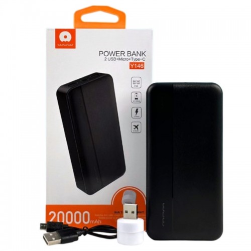 Внешний аккумулятор WUW Y146 20000mAh + светодиодный фонарик Black