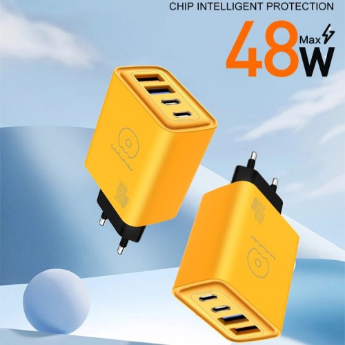 Мережевий зарядний пристрій WUW-C212 48W Charger 2 USB C + 2 USB C yellow