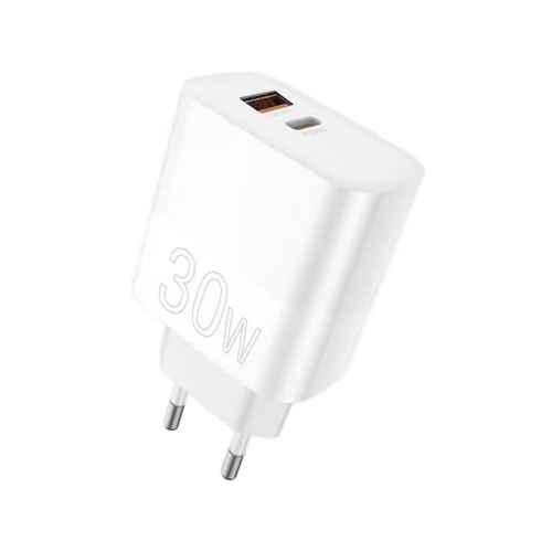 Сетевое зарядное устройство WUW-C208 30W PD USB-C + USB QC3.0 18W белое