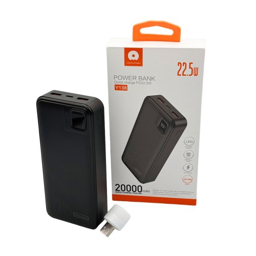 Внешний аккумулятор WUW Y138 （PD22.5W быстрая зарядка) 20000mAh Black