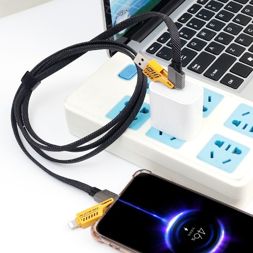 Кабель WUW-X207 USB 3 в 1 65W чёрный