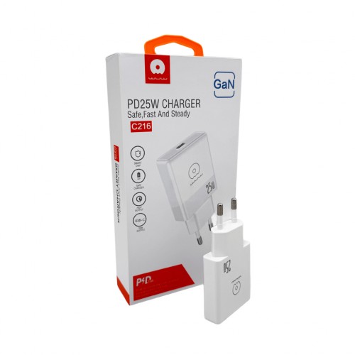 Мережевий зарядний пристрій WUW-C216 25W Gan ChargerUSB C white