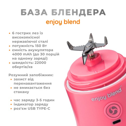 Портативный блендер ENJOY BLEND 63738399 розовый (коралловый)