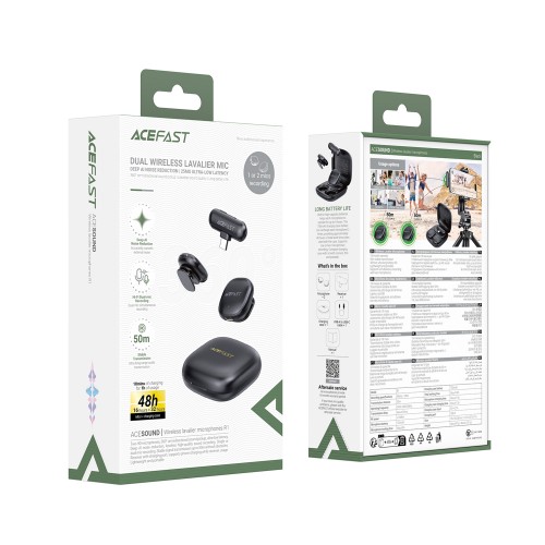 Беспроводная микрофонная система ACEFAST R1 dual-mic (Type-C) Черная
