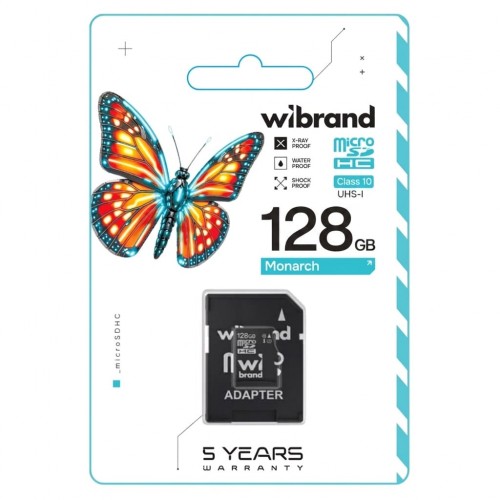 Карта памяти microSDXC (UHS-1) Wibrand 128 Гб класс 10 (адаптер SD)