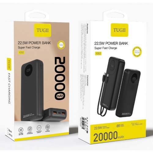 Зовнішній акумулятор WUW Y202 (PD22.5W quick charge) 20000mAh Black