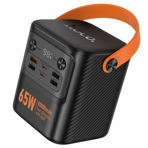Внешний аккумулятор HOCO J152 Pro Tough PD65W+light power bank (80000mAh) Black