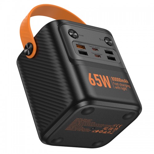 Внешний аккумулятор HOCO J152 Pro Tough PD65W+light power bank (80000mAh) Black