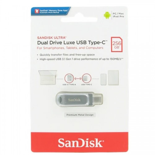 Флэш-накопитель SanDisk USB 3.1 Ultra Dual Luxe Type-C 256 ГБ (150 МБ/с)