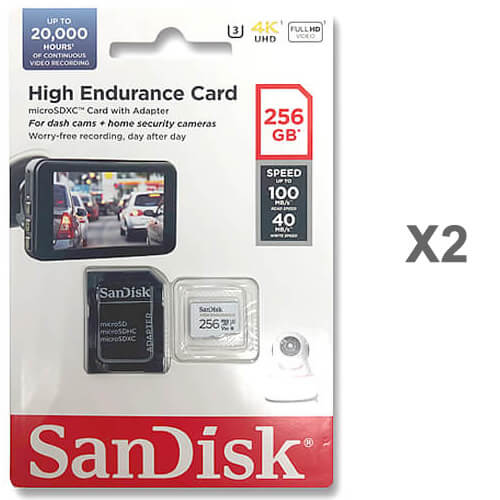 Карта памяти microSDXC (UHS-1 U3) SanDisk High Endurance 256 ГБ класс 10 V30 (100 Мбит/с) (адаптер SD)