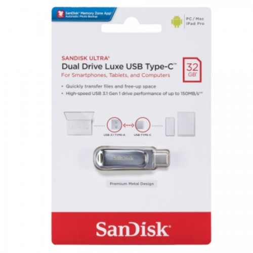 Флеш-накопитель SanDisk USB 3.1 Ultra Dual Luxe Type-C 32 ГБ (150 МБ/с)
