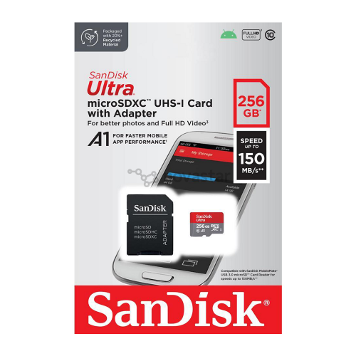 Карта пам'яті microSDXC (UHS-1) SanDisk Ultra 256Gb class 10 A1 (150MB/s) (adapter SD)