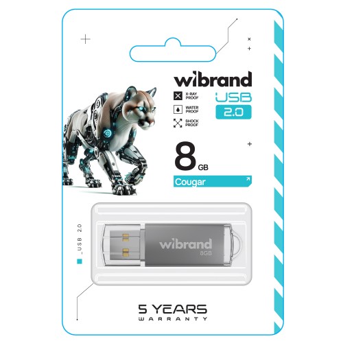Флеш-накопитель Wibrand USB 2.0 Cougar 8Gb Silver