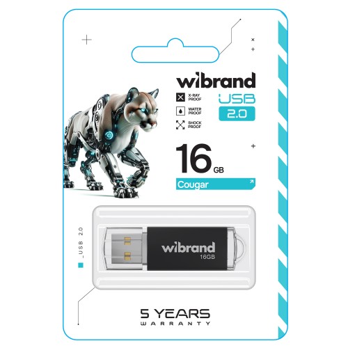Флеш-накопитель Wibrand USB 2.0 Cougar 16Gb Black