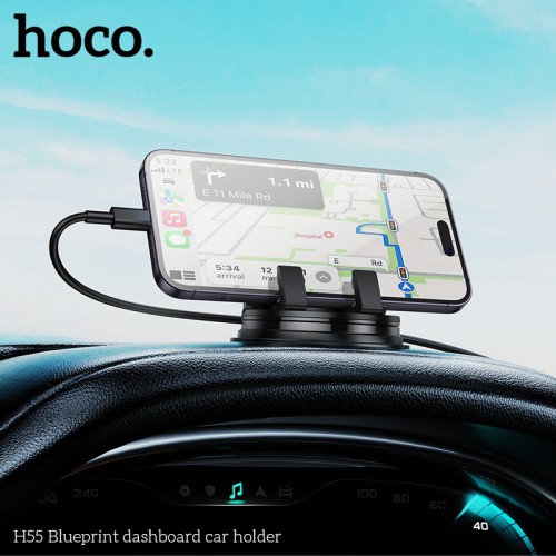 Автотримач для телефона HOCO H55 Blueprint dashboard car holder Black Gray