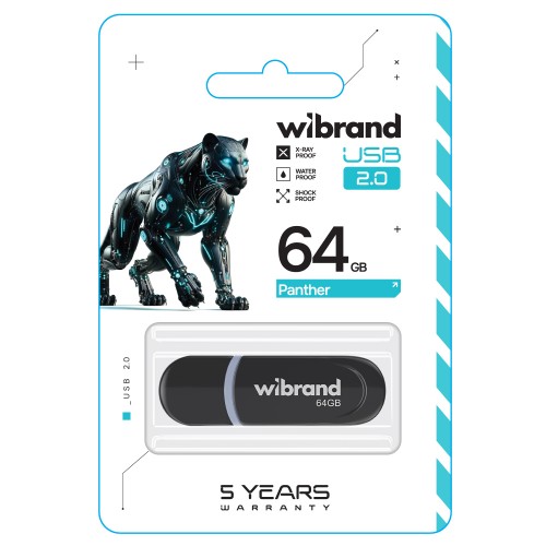 Флеш-накопитель Wibrand USB 2.0 Panther 64 ГБ Black