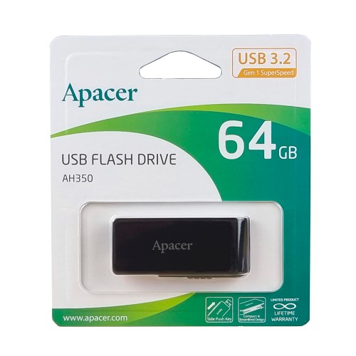 Флеш-накопитель Apacer USB 3.2 Gen 1 AH350 64 ГБ Black