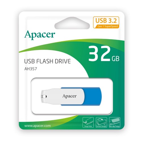 Флеш-накопичувач Apacer USB 3.2 Gen 1 AH357 32GB Blue/White