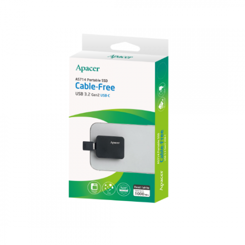Портативный SSD Apacer AS714 1 ТБ USB 3.2 Gen.2 Чтение/запись 1000 МБ/с Черный