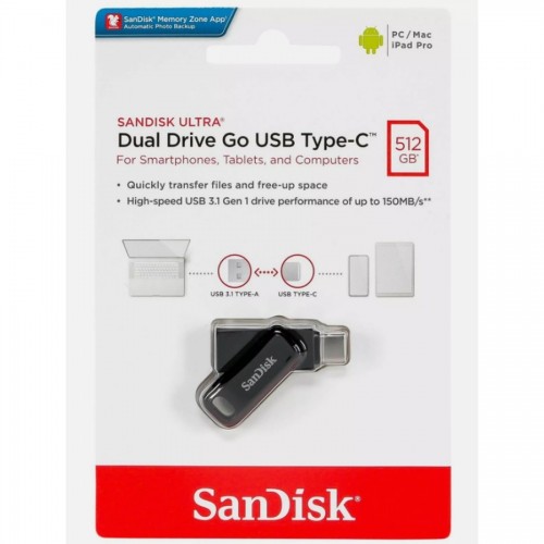 Флеш-накопичувач SanDisk USB 3.1 Ultra Dual Go Type-C 512Gb (150 Mb/s)