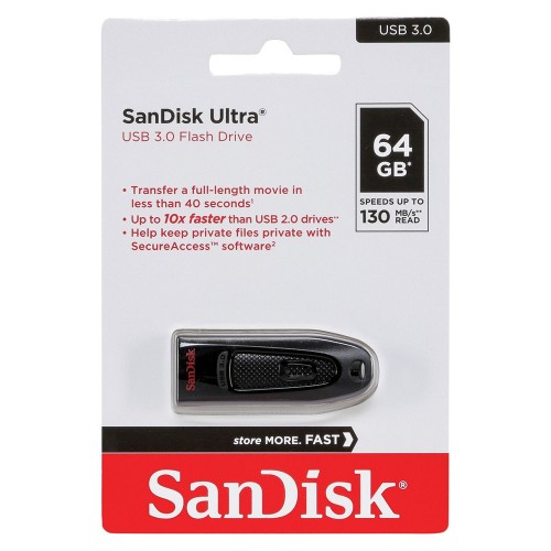 Флеш-накопичувач SanDisk USB 3.0 Ultra 64Gb (130Mb/s) Black