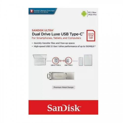 Флеш-накопичувач SanDisk USB 3.1 Ultra Dual Luxe Type-C 512Gb (150 Mb/s)